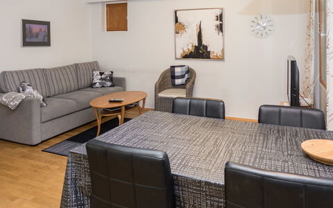 Karhunvartijan Linna B11: Furniture, Interior Design, Flooring, Floor, Couch, Wood, Room, Table, Living Room, Apartment
