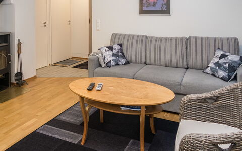 Karhunvartijan Linna B11: Furniture, Interior Design, Flooring, Floor, Wood, Couch, Room, Living Room, Table, Apartment