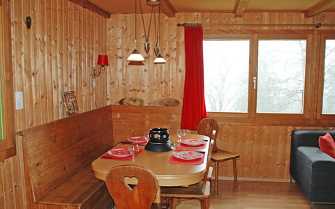Chalet de la Vue des Alpes: Room, Property, Furniture, Building, Interior Design, Table, Wood, House, Dining Room, Hardwood
