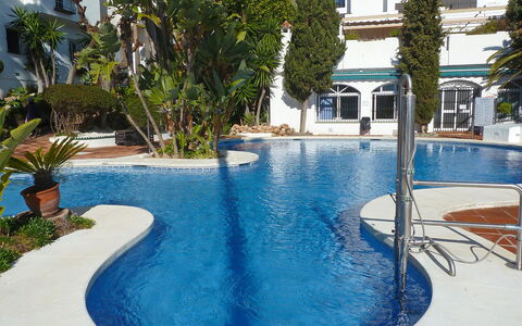 Benalmádena Costa 121: Water, Plant, Property, Building, Window, Azure, Swimming Pool, Lighting, Architecture, Tree