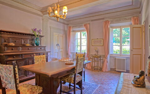 Villa Camaiore: Room, Property, Building, Furniture, Interior Design, Ceiling, Home, Dining Room, House, Estate