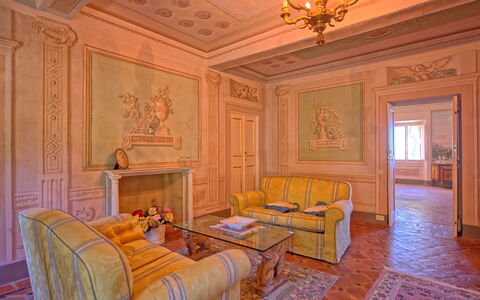Villa Camaiore: Room, Property, Furniture, Interior Design, Building, Ceiling, Wall, House, Living Room, Bedroom