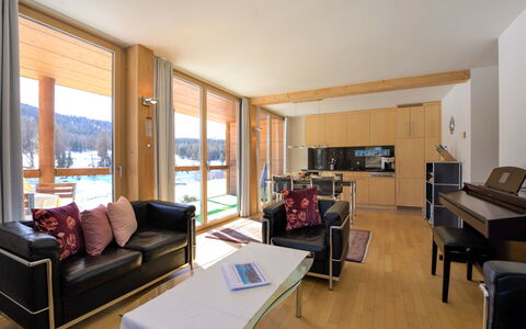 Chesa Lej: Furniture, Couch, Property, Building, Table, Wood, Comfort, Chair, Interior Design, Picture Frame