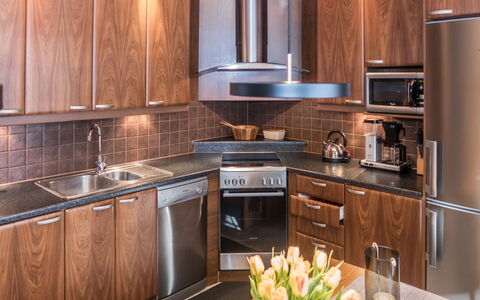 Harjula: Kitchen, Kitchen Appliance, Countertop, Major Appliance, Wood, Flooring, Cabinetry, Interior Design, Home Appliance, Furniture