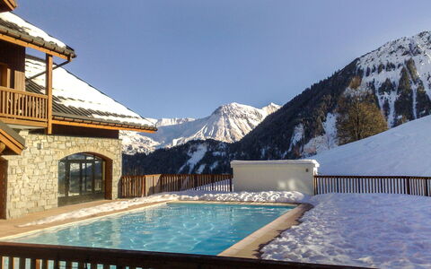 Le Corbier 700: Sky, Water, Property, Building, Mountain, Swimming Pool, Azure, Window, Snow, Fence