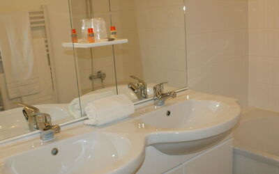 Adonis Valberg 1.2: Brown, Tap, Plumbing Fixture, Mirror, Bathroom Sink, Sink, Property, Bathroom, Bathtub