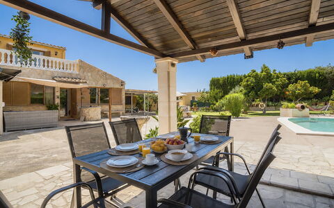 Cas Pec: Residential Area, Home, Estate, Resort, Outdoor Furniture, Swimming Pool, Shade, Furniture, Flagstone, Hacienda