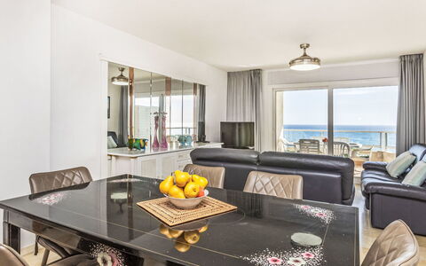 Blanes Beach: Table, Furniture, Couch, Property, Picture Frame, Interior Design, Comfort, Lighting, Flooring, Building