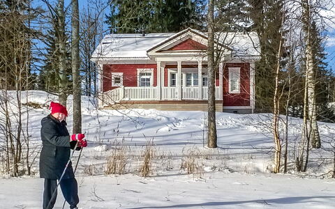 Villa Urho: Wood, Home, Composite Material, Door, Cottage, Shade, Siding, Hardwood, Wood Stain