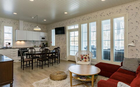 Villa Urho: Wood, Home, Composite Material, Door, Cottage, Shade, Siding, Hardwood, Wood Stain