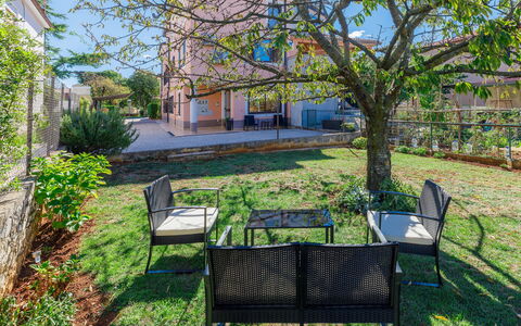 Bruno: Plant, Property, Furniture, Building, Window, Outdoor Furniture, Shade, Table, Natural Landscape, Grass