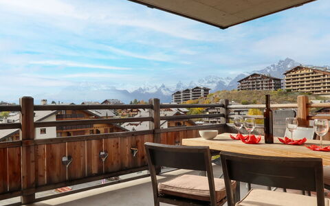 Nendaz 657: Sky, Cloud, Table, Furniture, Property, Wood, Interior Design, Chair, Outdoor Furniture, Outdoor Table