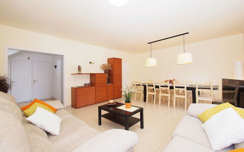 Sant Mori: Property, Furniture, Comfort, Table, Television, Houseplant, Orange, Building, Wood, Interior Design