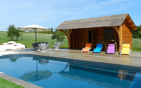 Moulin de Rabine: Swimming Pool, Property, Shade, House, Backyard, Leisure, Resort, Building, Real Estate, Patio