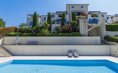 Buje 200: Blue, Residential Area, Urban Design, Estate, Swimming Pool, Landscaping, Resort, Villa, Garden, Shade