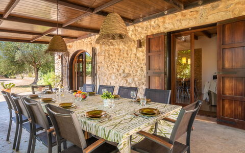 Cas Ciutada: Furniture, Kitchen & Dining Room Table, Wood, Chair, Table, Dining Room, Interior Design, Outdoor Table, Resort, Outdoor Furniture