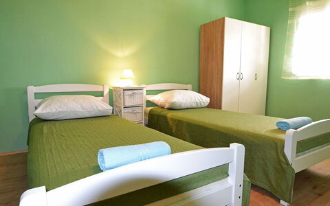 Novigrad (Zadar) 112: Furniture, Property, Green, Comfort, Azure, Shade, Wood, Bed Frame, Building, Pillow