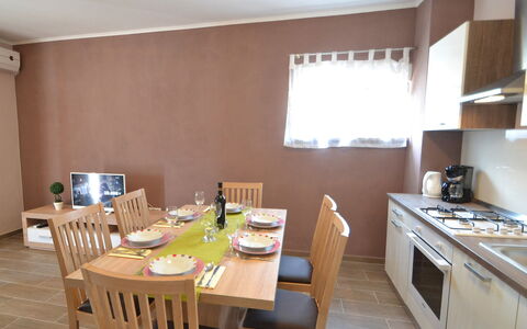 Novigrad (Zadar) 112: Furniture, Table, Property, Cabinetry, Countertop, Chair, Wood, Tableware, Kitchen Appliance, Gas Stove