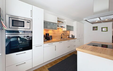 Linnehan: Kitchen, Kitchen Appliance, Countertop, Cabinetry, Flooring, Interior Design, Major Appliance, Wood, Home Appliance, Floor