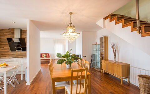 Amalia: Table, Furniture, Property, Chair, Wood, Couch, Lighting, Interior Design, Flooring, Kitchen & Dining Room Table