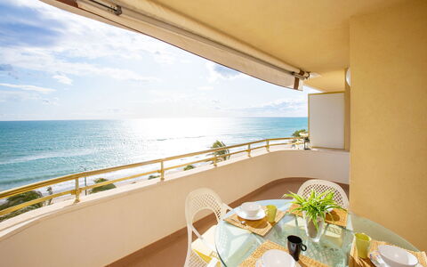 Front Beach: Water, Sky, Boat, Tableware, Daytime, Property, Watercraft, Table, Azure, Plant