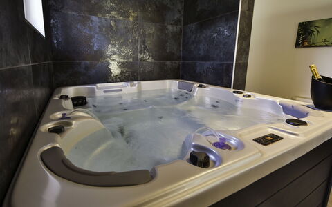 Julija: Bathtub, Plumbing Fixture, Jacuzzi, Flooring, Architecture, Automotive Design, Floor, Bathroom, Window, Table