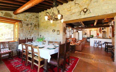 Casale Verciano: Property, Building, Room, Dining Room, Interior Design, Ceiling, Beam, Furniture, House, Real Estate