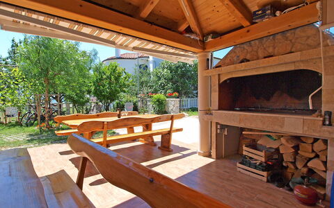 Zadar Bibinje 208: Property, Room, Building, House, Porch, Real Estate, Home, Hardwood, Patio, Furniture