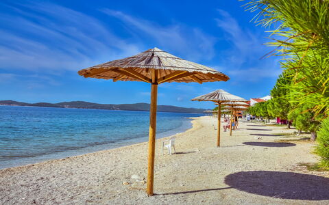 Zadar Bibinje 208: Sky, Beach, Vacation, Sea, Ocean, Umbrella, Azure, Shore, Summer, Caribbean