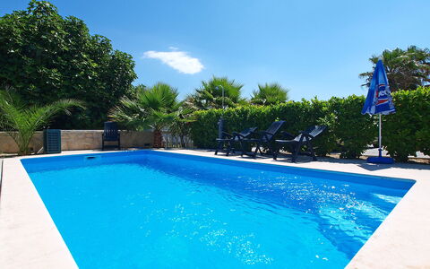 Zadar Bibinje 208: Water, Sky, Plant, Property, Swimming Pool, Cloud, Azure, Tree, Blue, Shade