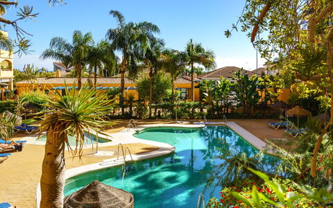 Los Almendros i: Water, Sky, Plant, Swimming Pool, Tree, Arecales, Outdoor Furniture, Eco Hotel, Natural Landscape, Leisure