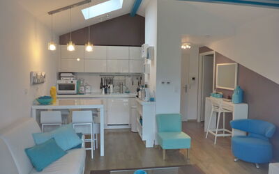 Capbreton 450: Table, Furniture, Building, Property, Couch, Blue, Azure, House, Chair, Interior Design