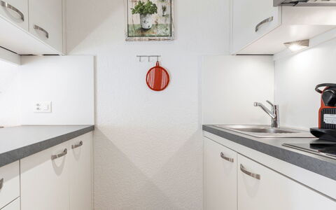 Atlantis Apartments by Mein Samnaun – Mo: Kitchen, Countertop, Interior Design, Major Appliance, Kitchen Appliance, Flooring, Cabinetry, Ceiling, Home, Room