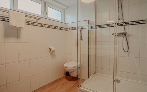 De Woude: Flooring, Plumbing Fixture, Bathroom, Floor, Interior Design, Shower, Plumbing, Shower Door, Tile, Shower Head
