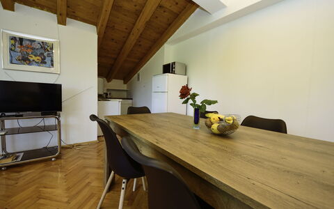 Anica: Table, Furniture, Building, Plant, Wood, Architecture, Interior Design, Floor, House, Flooring
