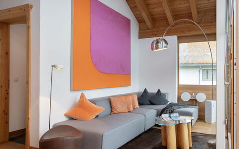 Chesa Vadret 12: Furniture, Interior Design, Flooring, Wall, Floor, Wood, Living Room, Home, Couch, Ceiling