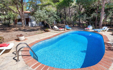 Villa Pinos: Water, Plant, Swimming Pool, Blue, Tree, Outdoor Furniture, Shade, Leisure, Composite Material, Recreation