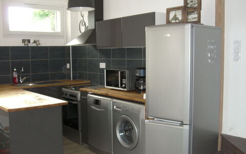 Maison les Oies: Cabinetry, Countertop, Kitchen Sink, Kitchen Stove, Kitchen Appliance, Tap, Kitchen, Home Appliance, Stove, Lighting
