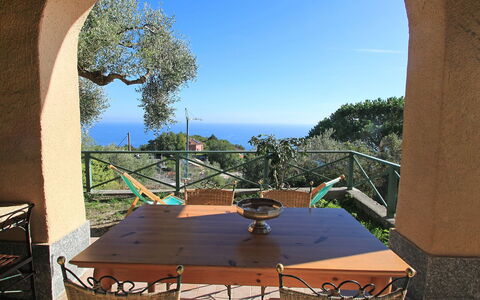 Villa Sara: Sky, Table, Plant, Furniture, Property, Daytime, Building, Azure, Shade, Wood