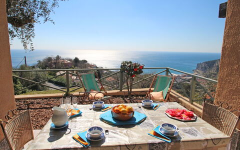 Villa Sara: Sky, Table, Tableware, Furniture, Property, Building, Chair, Azure, Food, Plant