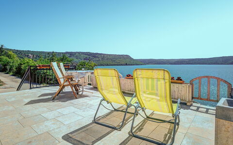 More: Sky, Water, Furniture, Chair, Outdoor Furniture, Wood, Plant, Leisure, Lake, Morning