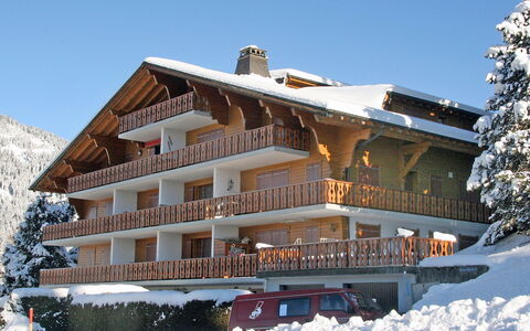 La Haute Cîme 16: Sky, Snow, Building, Property, Window, Mountain, Tree, House, Slope, Real Estate