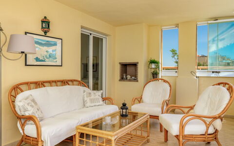 Calahonda Royale: Furniture, Property, Table, Blue, Comfort, Wood, Interior Design, Lighting, Living Room, Yellow