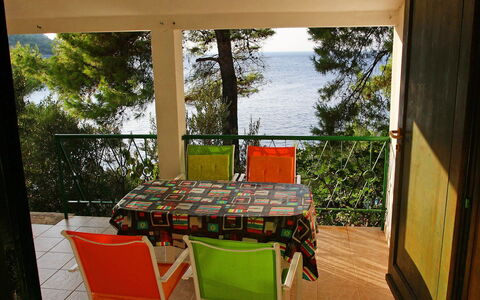 Korčula Prigradica 300: Furniture, Table, Plant, Chair, Building, Shade, Wood, Tree, Interior Design, Outdoor Table