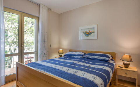 Poreč 117: Furniture, Property, Window, Comfort, Azure, Wood, Textile, Shade, Bed Frame, Bed