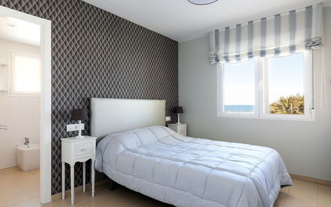 Dénia 766: Bedroom, Furniture, Bed, Room, Property, Interior Design, Mattress, Bed Sheet, White, Bedding