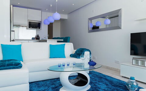 Dream View 50M from the Beach: Property, Blue, Couch, Azure, Purple, Building, Lighting, Comfort, Interior Design, Architecture
